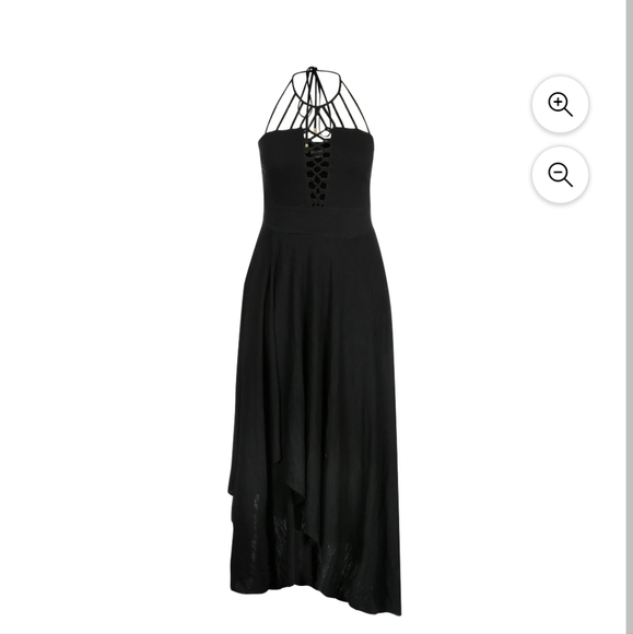 Strappy Asymmetrical Faux Wrap Halter Maxi Dress - Picture 3 of 5